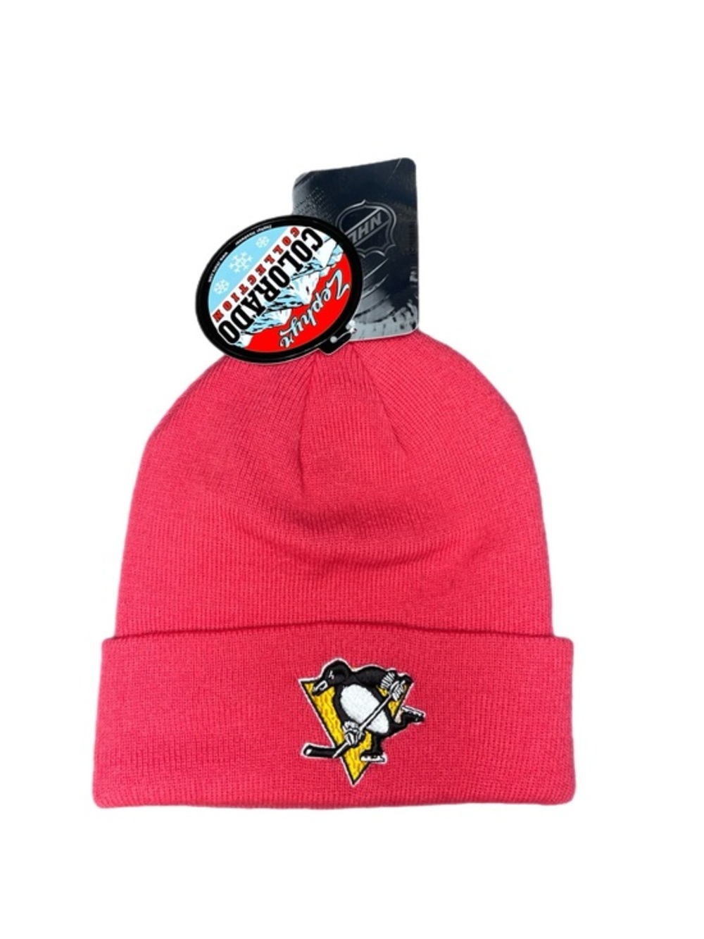 NWT - UNISEX NHL x Zephyr Embroidered Pittsburgh Penguins Pink Cuff Beanie